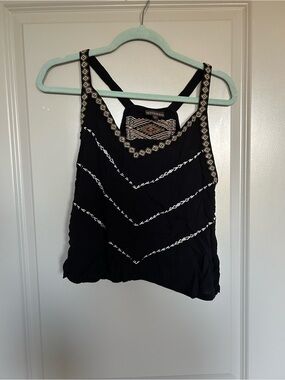 Shyanne Black Embroidered Tank Top